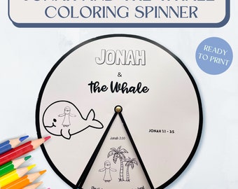 Jonah and the Whale Coloring Spinner Wheel | Bible Craft (Digital Download)