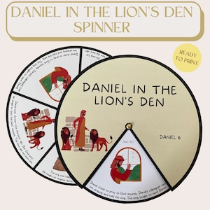 Printable Daniel in the Lion&#39;s Den Spinner Wheel, Interactive Bible Story Craft, Sunday School Activity,  Ministry Craft Kids Bible Activity