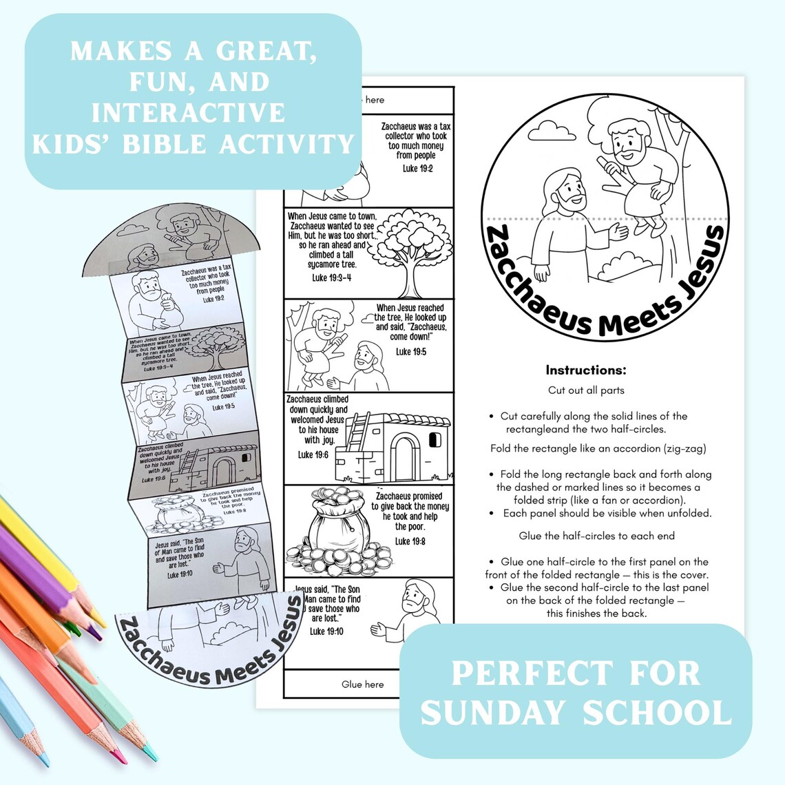Zacchaeus Meets Jesus Craft – Printable Folding Booklet (PDF) - Etsy