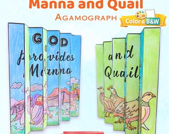God zorgt voor manna- en kwartelagamograaf, afdrukbare bijbelactiviteit zondagsschool (digitale download)