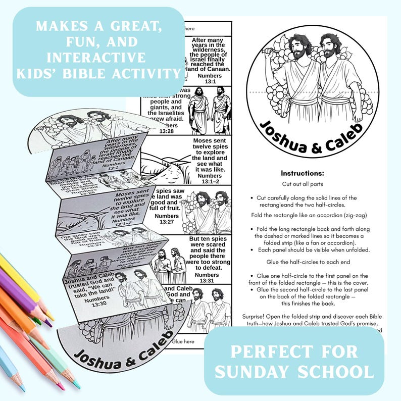 Joshua and Caleb Bible Craft | Sunday School Coloring Activity | Faith ...