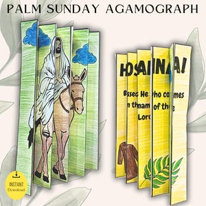 Palm Sunday Agamograph craft| Sunday School activity for kids| Instant Download| Jesus enters Jerusalem| Holy week| Coloring paper craft
