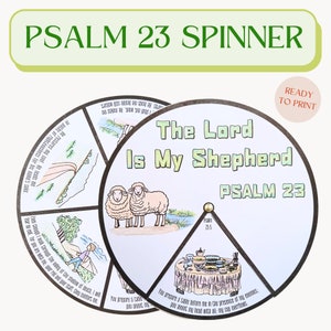 Psalm 23 Spinnrad ausmalen | Psalm 23 Handwerk | Sonntagsschule Handwerk | Kinderzimmer Handwerk | Bibelaktivität für Kinder | Psalmen auswendig lernen