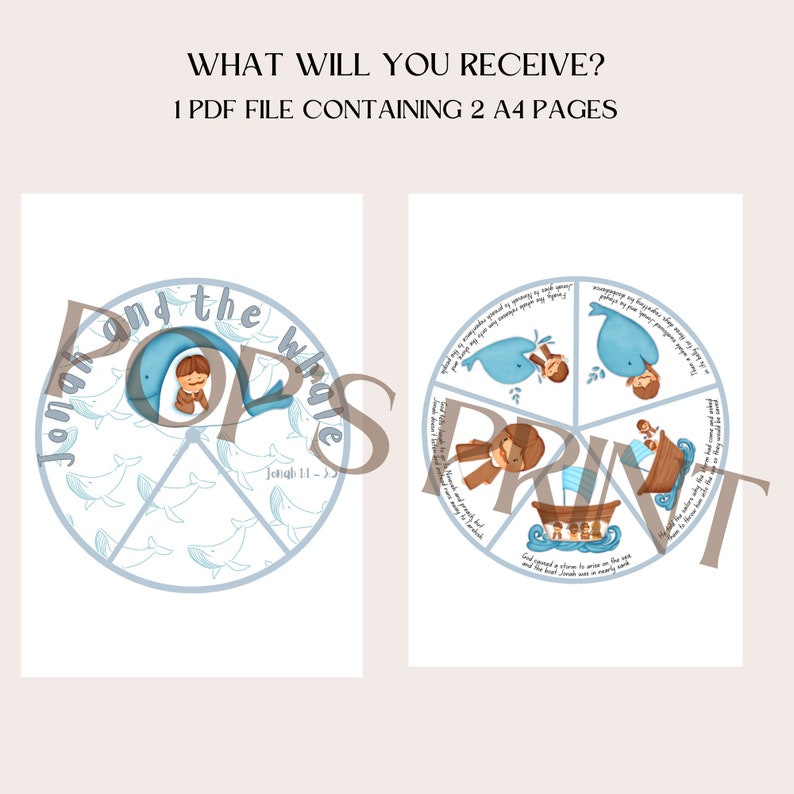 Jonah and the Whale Spinner Wheel| Bible Story Wheel| Printable Bible ...