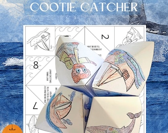 Zondagsschoolknutselen Jonah and the Whale Coloring Cootie Catcher Printable Jonah and Nineveh Kids Ministry Activity Homeschool Bible Project