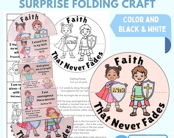 Trusting God Bible Craft for Kids – Printable Faith-Building Folding Surprise Booklet for Sunday School and Homeschool Activity