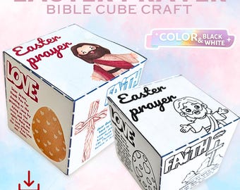 Easter Prayer Cube Craft | Sunday School Coloring Activity (Digital Download)