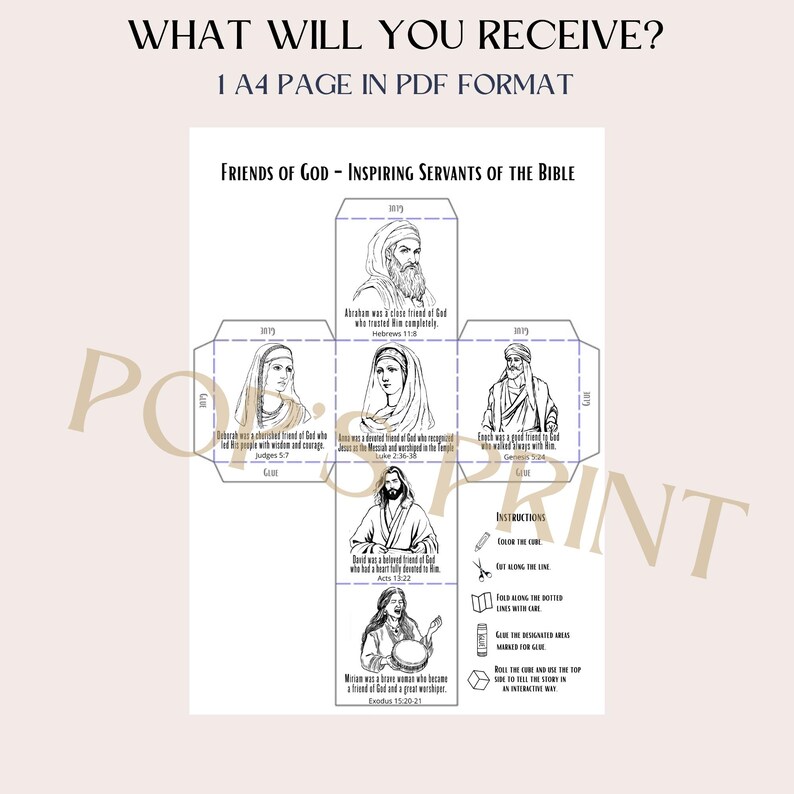 Printable Friends of God Cube Craft, Bible Verse Game, Bible Activity