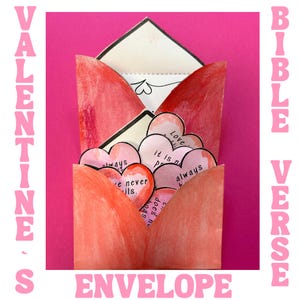 Valentine&#39;s Day Bible Verse Envelope Printable Craft Sunday School Valentine Activity Kids Ministry Homeschool and Church Valentine Ideas