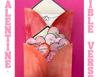 Valentine's Day Bible Verse Envelope Printable Craft Sunday School Valentine Activity Kids Ministry Homeschool and Church Valentine Ideas