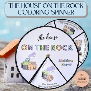 Printable The House on the Rock Coloring Spinner Wheel | Engaging Craft for Kids | Sunday School Activity | Bible Activity for Children