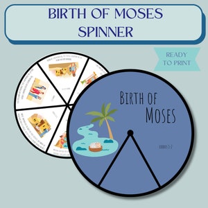 Birth of Moses spinner wheel| Sunday school craft| Kids ministry craftl Bible activity for kids| Bible spinner| Old testament spinner