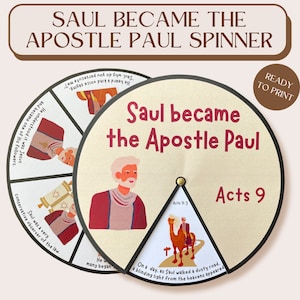 Printable Saul Becomes the Apostle Paul Spinner Wheel | Interactive Sunday School Craft | Kids Ministry Activity | Bible Activity for Kids