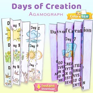 Days of Creation Agamograph Craft, Sunday School Bible Coloring Activity (Digital Download)