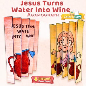 Gesù trasforma l'acqua in vino - Attività di agamografo - Storia biblica per la scuola domenicale (download digitale)