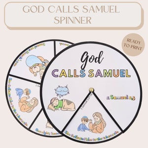 Printable Coloring Spinner Wheel: God Calls Samuel, Eli and Samuel Craft,  Sunday School Activity, Kids Ministry Craft, Bible Verses Craft
