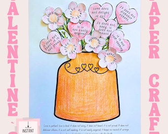 Christian Kids Valentine’s Day Craft, 1 Corinthians 13 Love-Themed Cut-and-Paste Activity, Printable Sunday School & Kids Ministry project