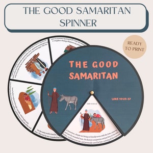 De gelijkenis van het barmhartige Samaritaan-spinnerwiel|Het barmhartige Samaritaan-ambacht|Zondagsschoolknutsel|KinderbedieningsknutsellBijbelactiviteit voor kinderen|