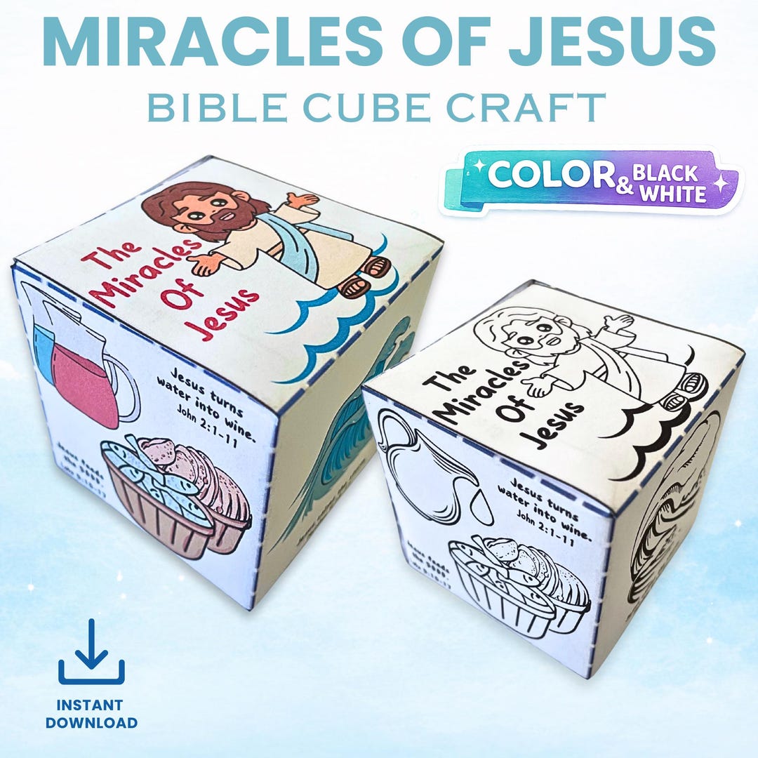 Miracles of Jesus Paper Cube Craft, Sunday School Bible Activity ...