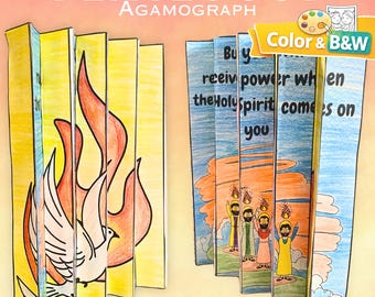 Printable Pentecost Agamograph Craft – Day of Pentecost Sunday School Activity for Kids, Holy Spirit Coloring Page, Homeschool Project PDF