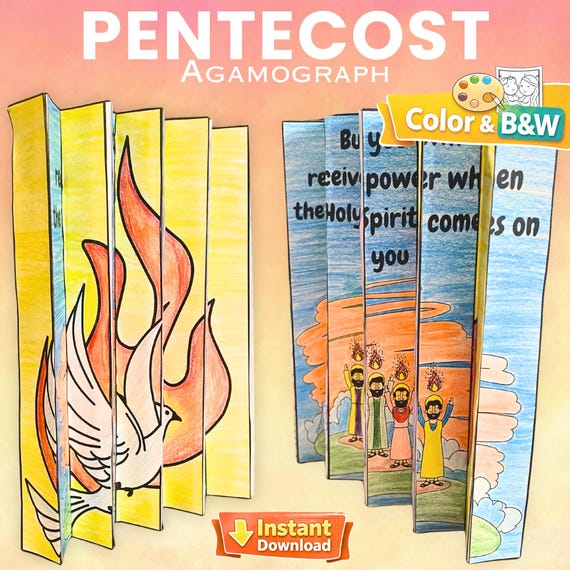 Printable Pentecost Agamograph Craft – Day of Pentecost Sunday School Activity for Kids, Holy Spirit Coloring Page, Homeschool Project PDF