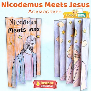 Nikodemus trifft Jesus Agamograph Craft, Sonntagsschulbibelaktivität (digitaler Download)