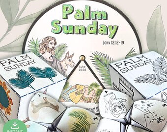 Palm Sunday Craft Bundle| Printable Sunday school Bible activity| Game| Paper craft| Triumphal entry DIY| New Testament lesson| Digital file