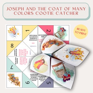 Sunday School Craft - Joseph and the Coat of Many Colors Cootie Catcher, Printable Kids Ministry Activity, Homeschool Bible Project