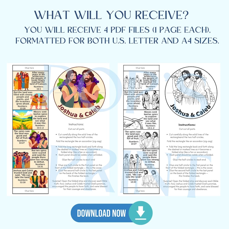 Joshua and Caleb Bible Craft | Sunday School Coloring Activity | Faith ...