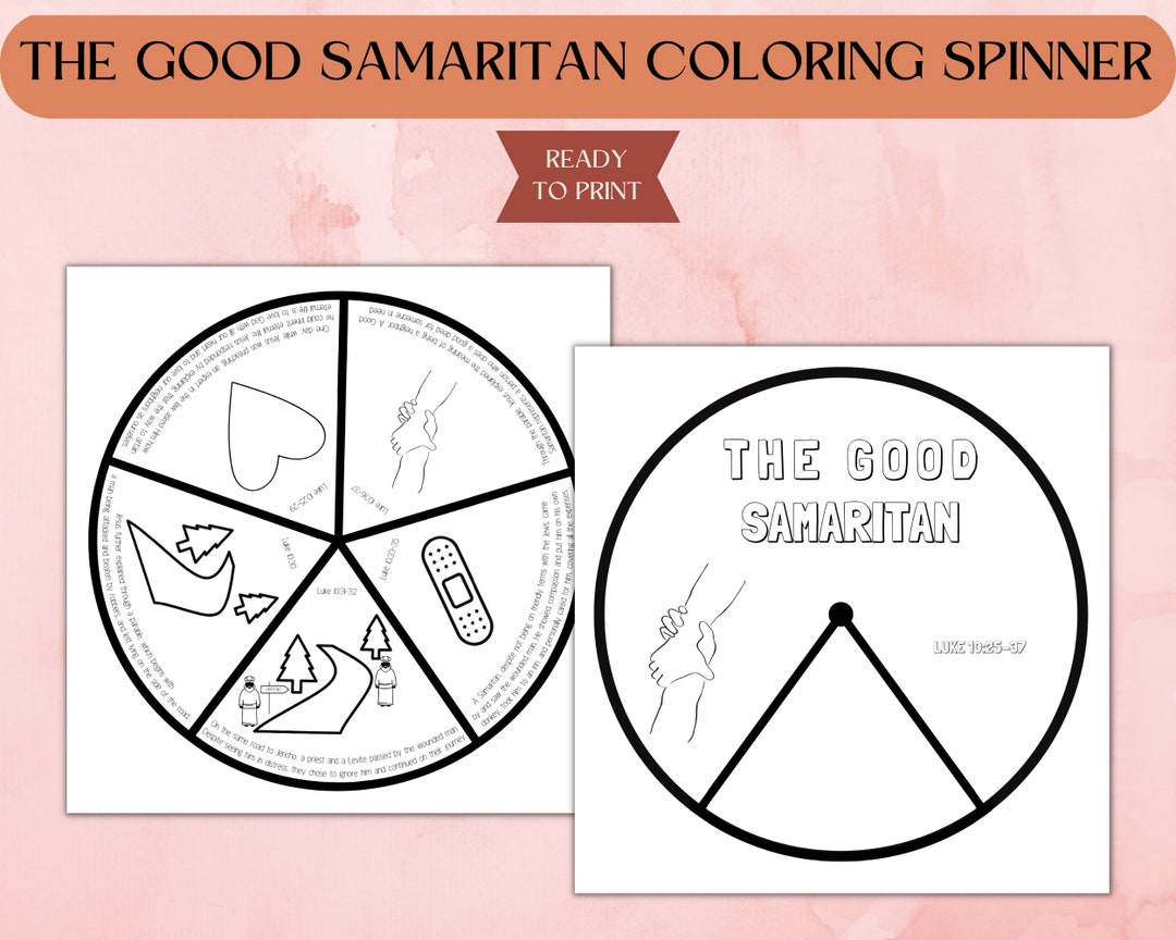 The Parable of the Good Samaritan Coloring Spinner Wheel - Etsy