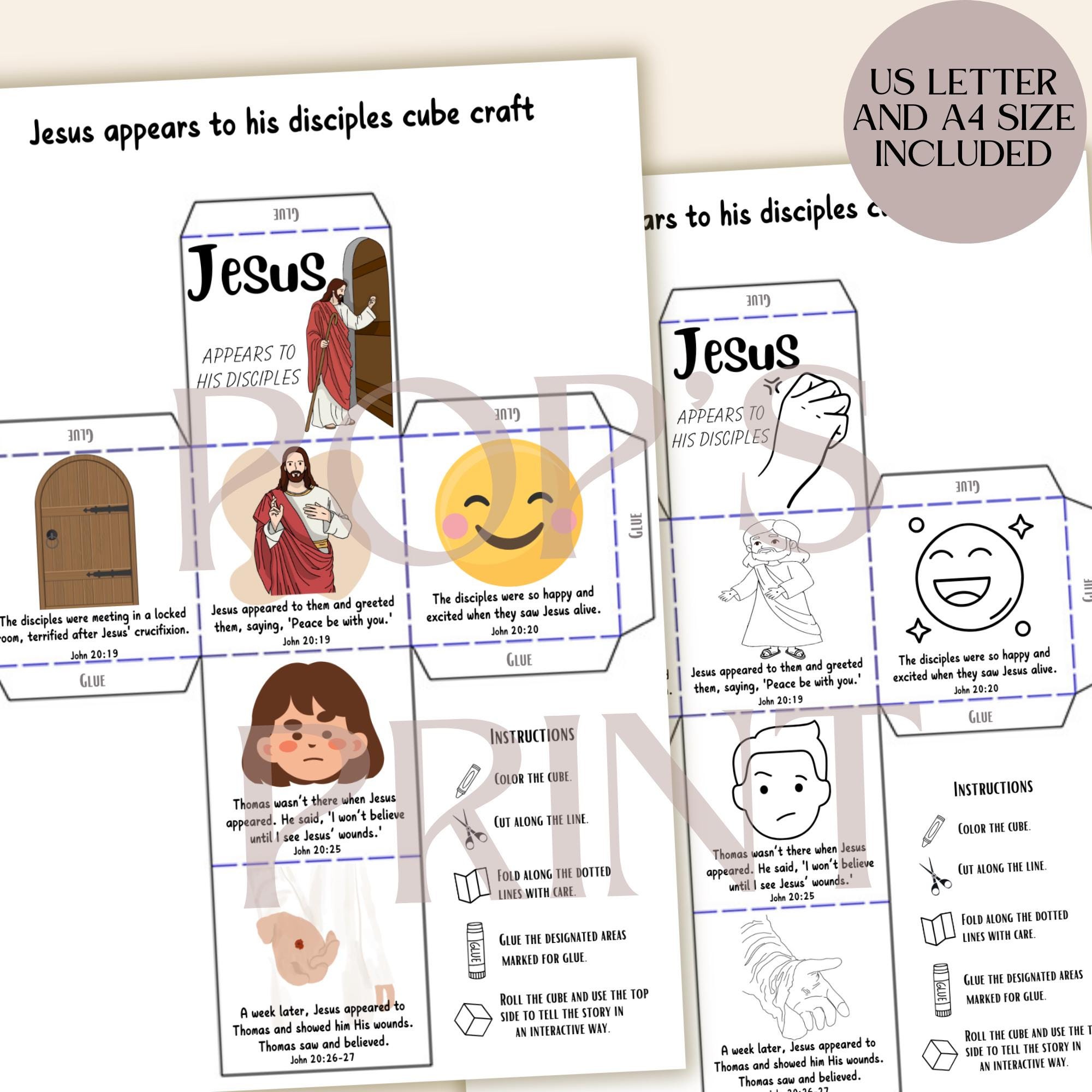 Jesus Appears to Disciples Cube Craft | Sunday School Bible Activity ...