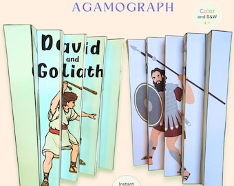 David and Goliath Craft – Printable Sunday School Activity, Instant Download Bible Story & Coloring Template for Kids, Homeschool