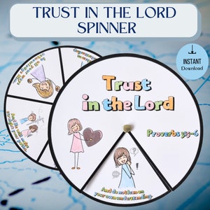 Trust in the Lord Coloring Spinner Wheel| Printable Bible Verse Activity| Sunday School Lesson| Kids ministry craftl Bible activity for kids