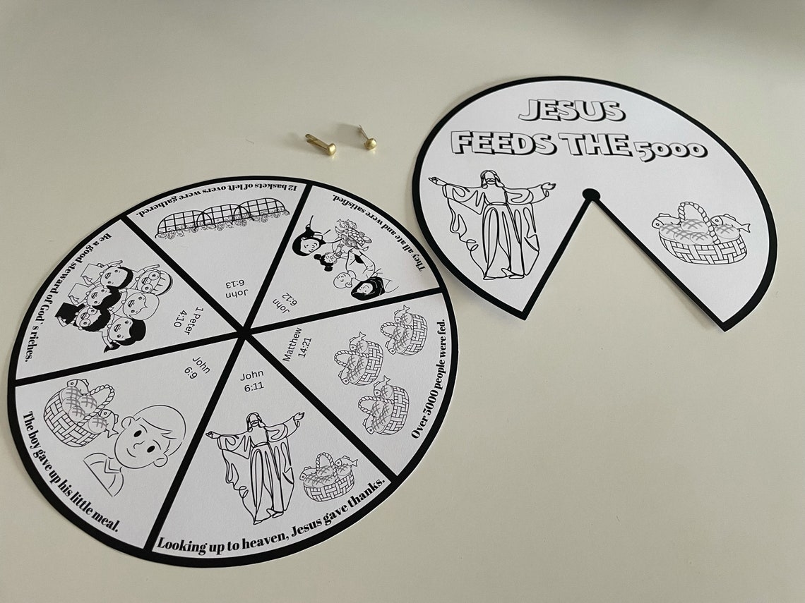 Jesus Feeds the 5000 Bible Craft for Kids – Printable Coloring Spinner ...