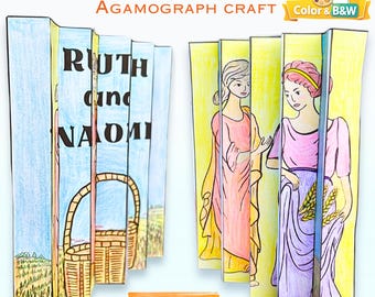 Printable Ruth and Naomi Agamograph – Sunday School Craft, Bible Activity & Cut-and-Paste Coloring Template About Women of the Bible