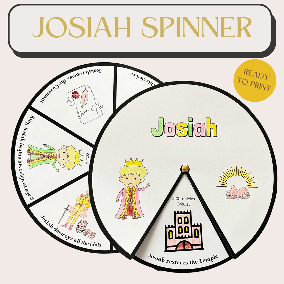 The Story of Josiah Coloring Spinner Wheel King Josiah Sunday School