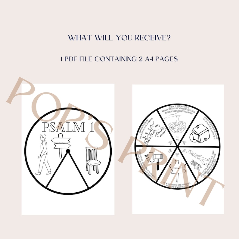 Printable Psalm 1 Coloring Spinner Wheel, Psalm 1 Craft, Sunday School ...