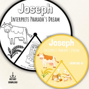 Josef tolkar faraos dröm, målarhjul | Söndagsskolepyssel | Josefs bibellektion | Utskrivbar bibelaktivitet