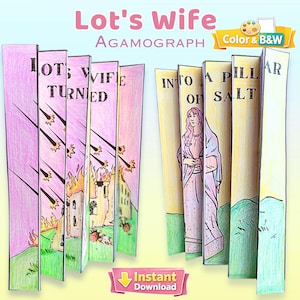 Printable Lot’s Wife Turned into a Pillar of Salt Agamograph  Craft – Sunday School Bible Activity (PDF Pattern)
