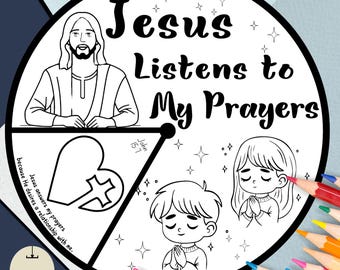 Printable Jesus Listens to Prayers Bible Verses Spinner Wheel | Prayer Bible Lesson Activity | Prayer Memory Game | Sunday School Craft