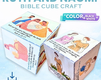 Ruth and Naomi Cube Craft, Sunday School Bible Activity (Digital Download)