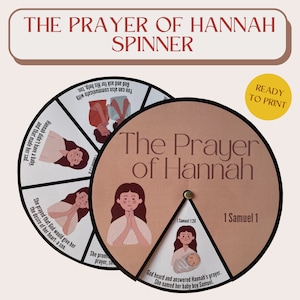 Printable Prayer of Hannah Spinner Wheel - Sunday School Craft, Kids Ministry Activity, Fun Bible Project, Hannah and Samuel Memory Game
