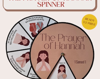 Printable Prayer of Hannah Spinner Wheel - Sunday School Craft, Kids Ministry Activity, Fun Bible Project, Hannah and Samuel Memory Game
