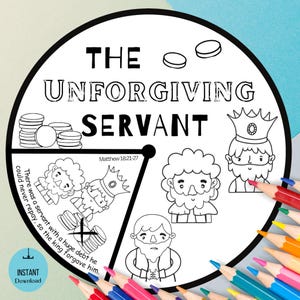 Printable Parable of the Unforgiving Servant Spinner Wheel | Forgiveness Bible Lesson | Sunday School Craft | Forgiveness Memory Game