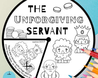 Printable Parable of the Unforgiving Servant Spinner Wheel | Forgiveness Bible Lesson | Sunday School Craft | Forgiveness Memory Game