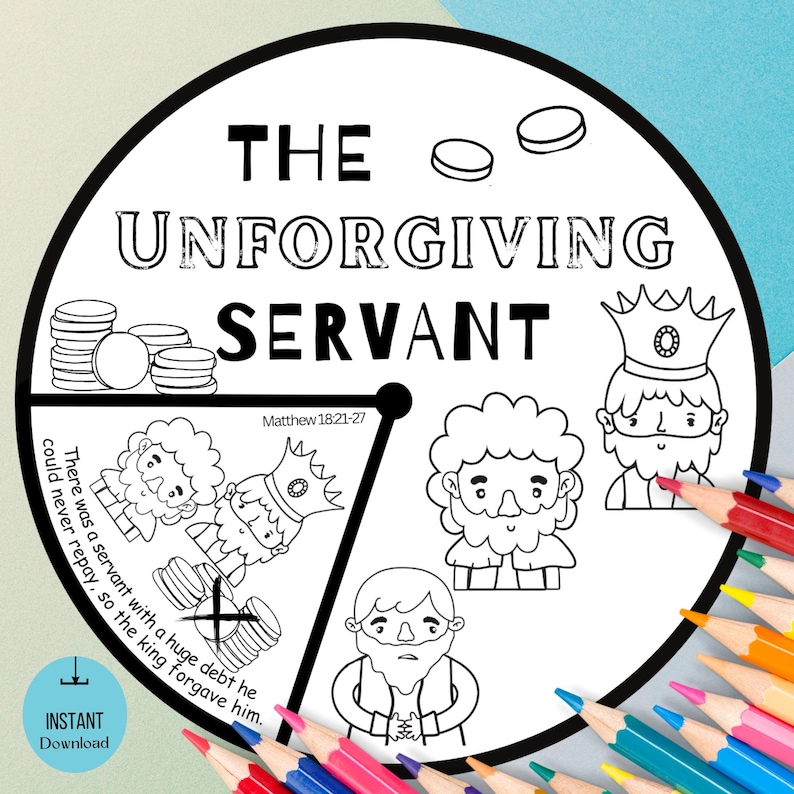 Printable Parable of the Unforgiving Servant Spinner Wheel | Forgiveness Bible Lesson | Sunday School Craft | Forgiveness Memory Game image 1