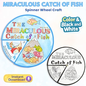 Miraculous Catch of Fish Spinner Wheel, Sunday School Craft (Digital Download)