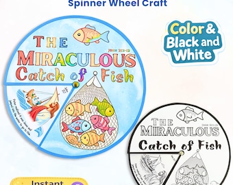 Miraculous Catch of Fish Spinner Wheel, Sunday School Craft (Digital Download)