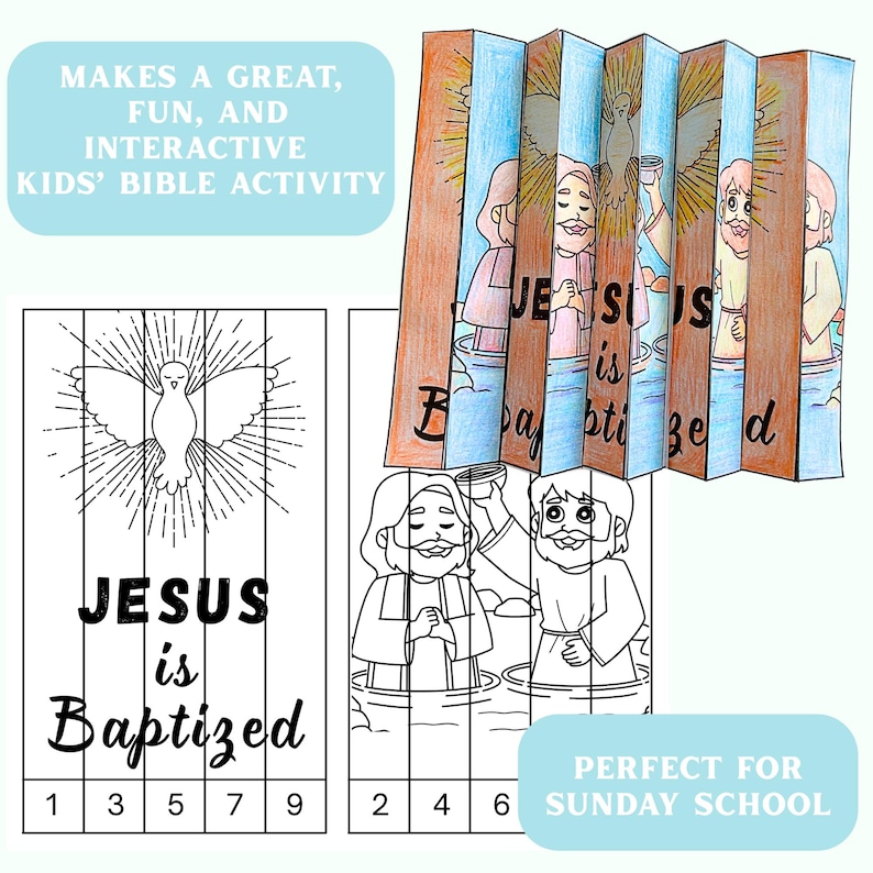 Printable Jesus is Baptized Agamograph Craft, Sunday School Bible ...