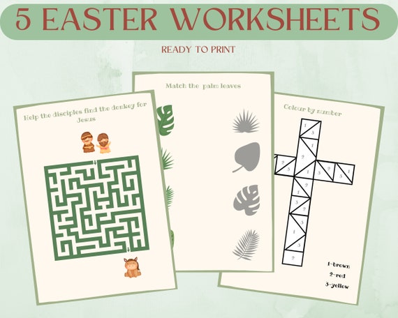 Easter worksheets|Holy week worksheets|Easter week prints|Sunday school prints|Christian Easter|Kids ministry| Sunday school activity